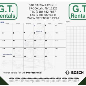 Custom Blue & Black Calendar Desk Pad w/Side Note Lines & 2 Color Imprint (21 ¾"x 17")