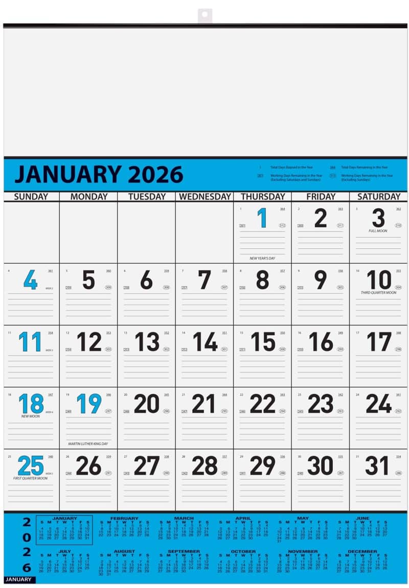 Custom Blue Contractor Calendar w/2 Color Imprint (18"x 25") - 1