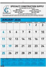 Custom Blue Contractor Calendar w/2 Color Imprint (18"x 25")