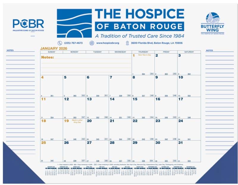 Custom Blue & Gold Calendar Desk Pad w/1 Color Imprint (21 ¾"x 17")