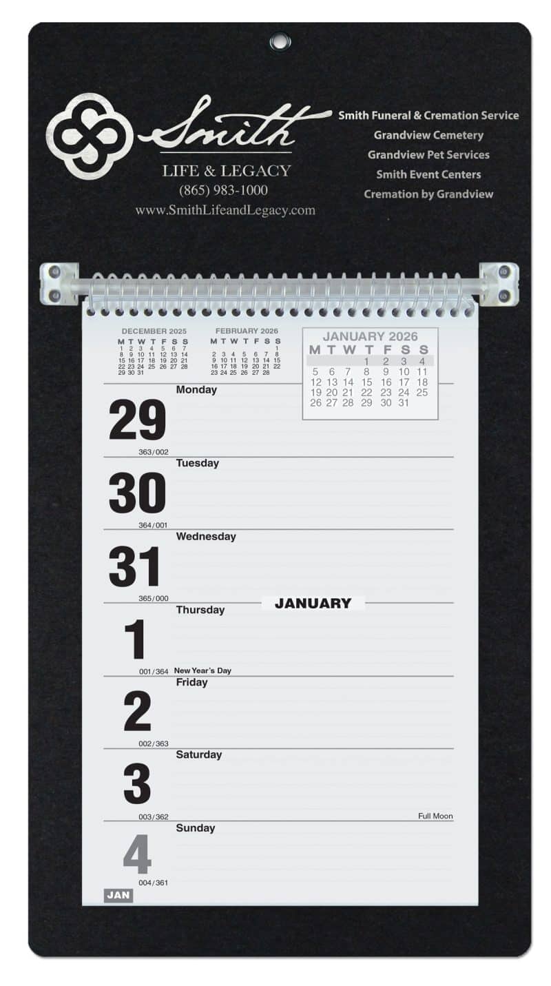 Custom Foil Stamped Weekly Calendar w/Monday Start (7"x 13")