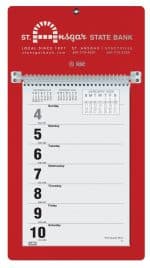 Custom Foil Stamped Weekly Calendar w/Sunday Start (7"x 13")