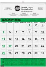 Custom Green Contractor Calendar w/1 Color Imprint (18"x 25")