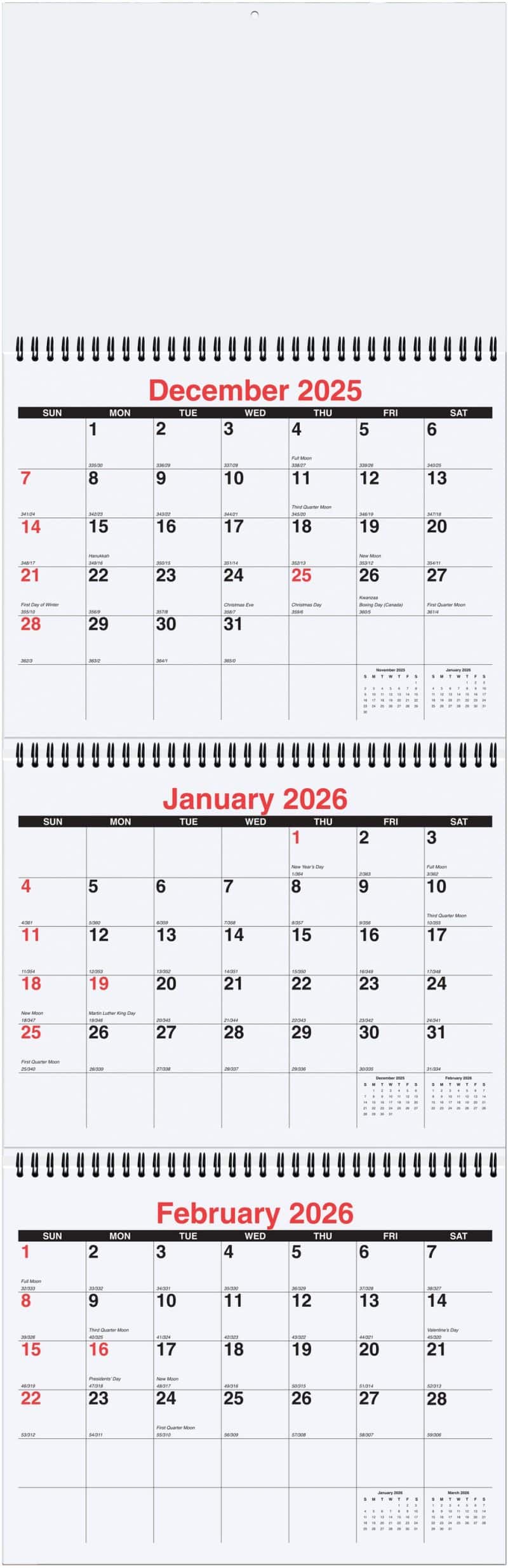 Custom Large 3 Months at a Glance Calendar (10 ¾"x 33 ¾") - 1