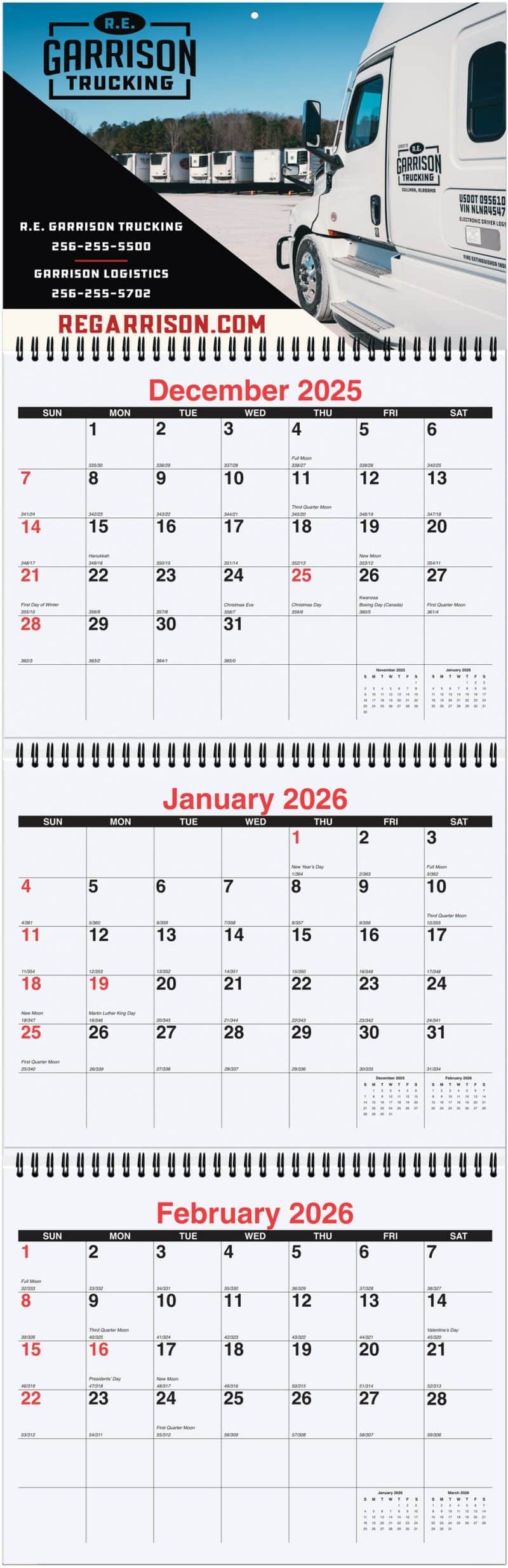 Custom Large 3 Months at a Glance Calendar (10 ¾"x 33 ¾")