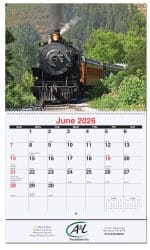 Custom Magnificent Trains Monthly Wall Calendar w/Coil Binding (10 5/8"x 18 ¼")