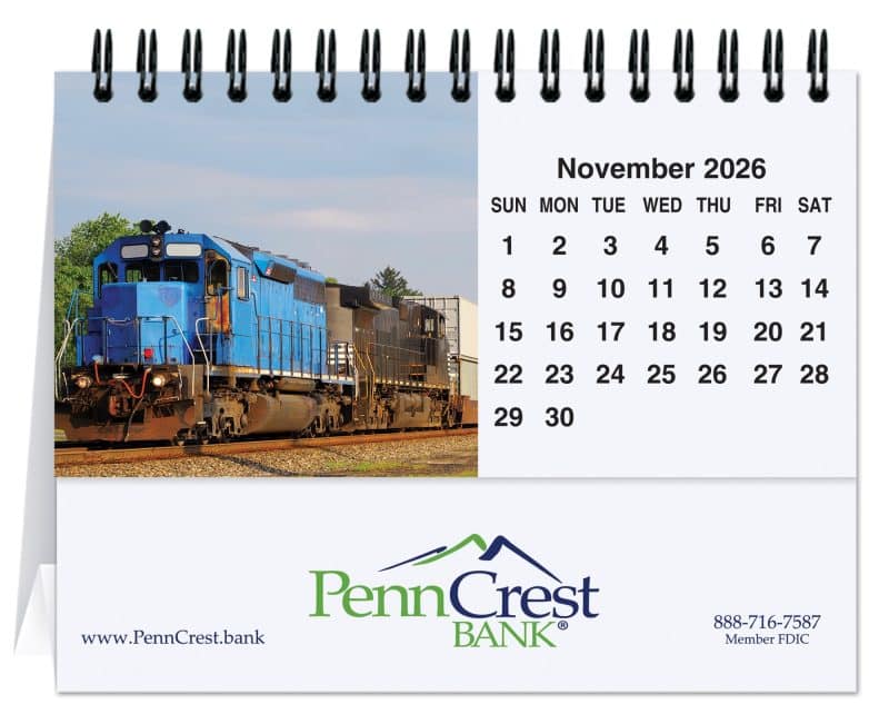 Custom Magnificent Trains Tent Desk Calendar (5 13/16"x 4 ½")