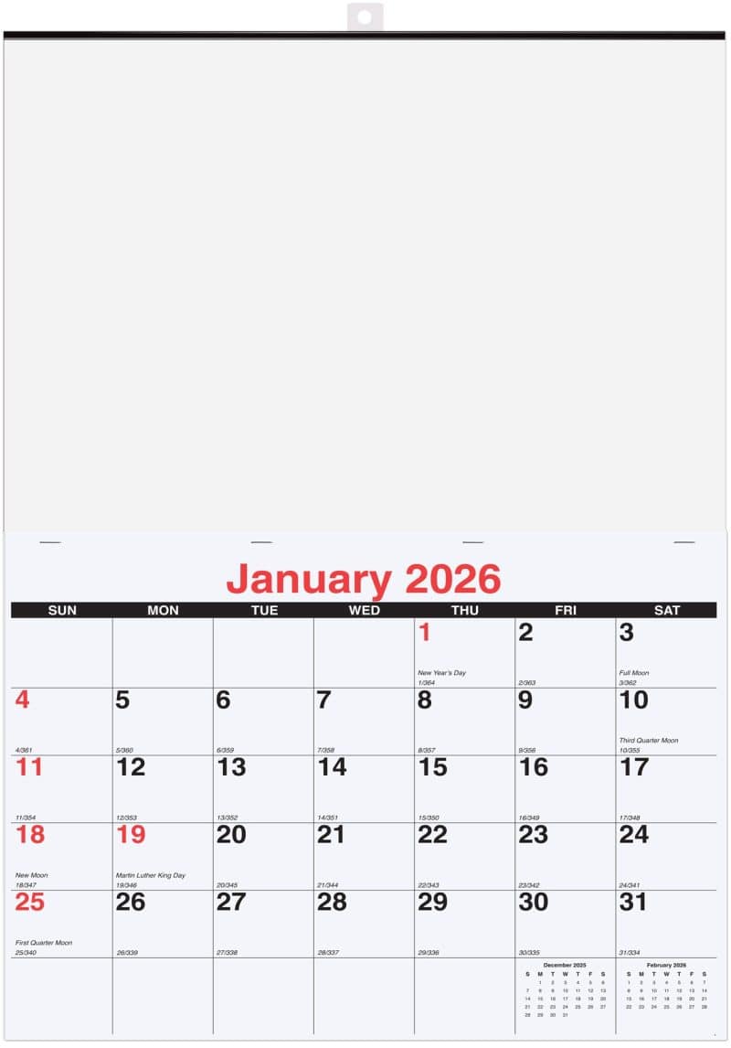 Custom Monthly Wall Calendar w/1 Photo (17"x 24") - 1