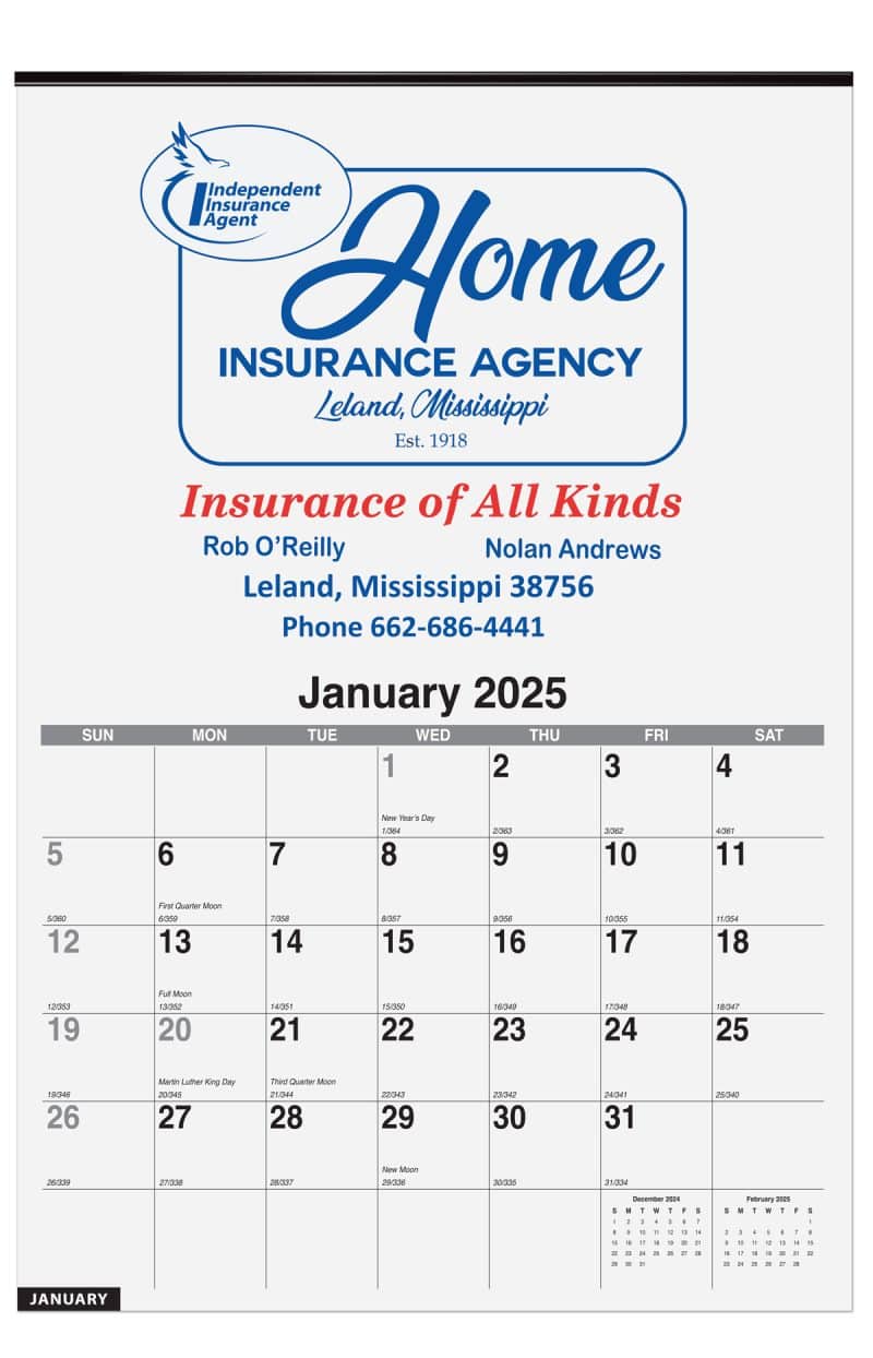 Custom Monthly Wall Calendar w/2 Color Imprint (12 ¼"x 18 ½)