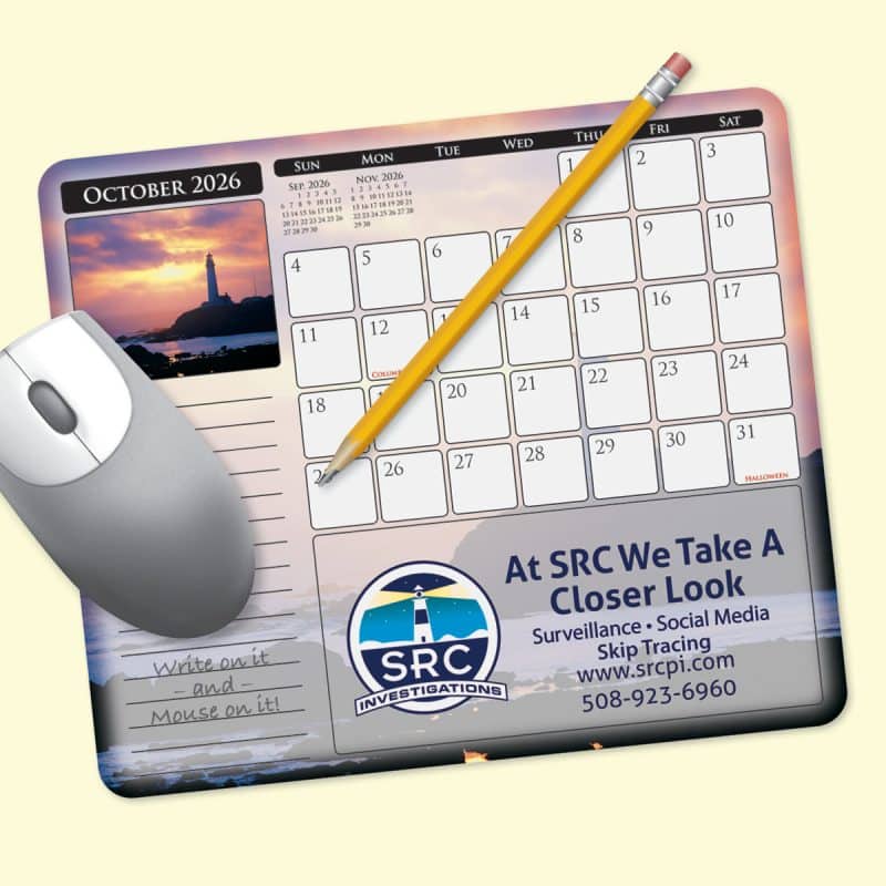 Custom MousePaper® Calendar 12 Month 7.25"x8.5"x.015" Mouse Pad