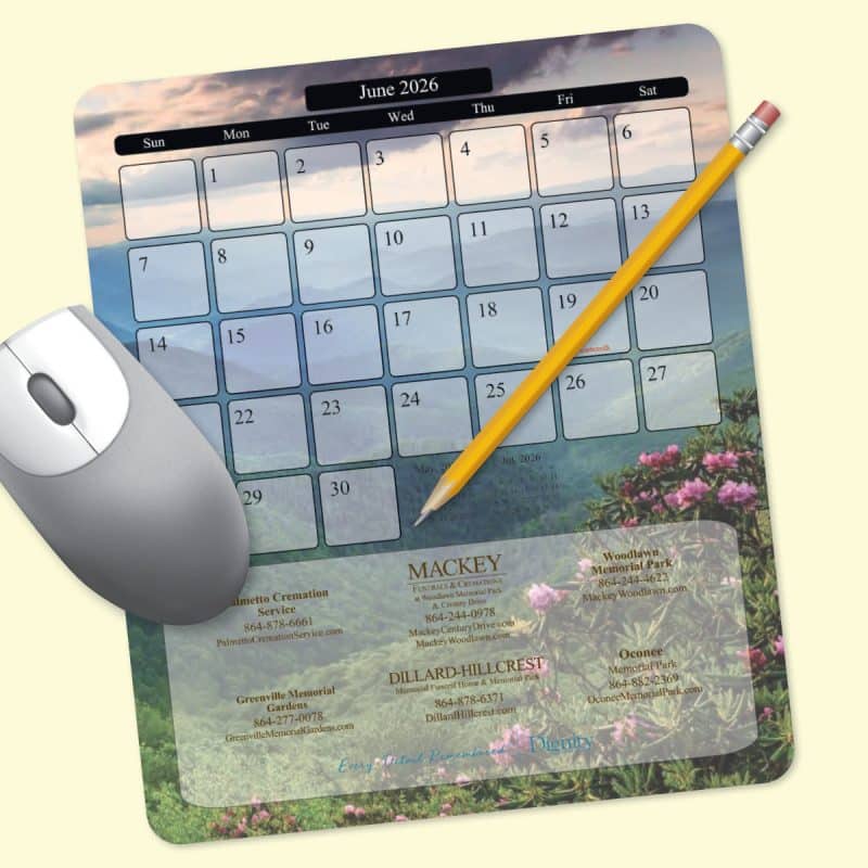 Custom MousePaper® Calendar 12 Month 7.25"x8.5"x.015" Mouse Pad