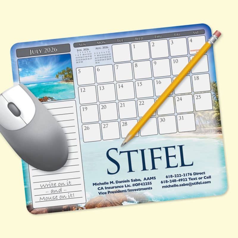 Custom MousePaper® Calendar 24 Month 7.25"x8.5"x.015" Mouse Pad