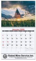 Custom Old Glory Monthly Wall Calendar w/Coil Binding (10 5/8"x 18 ¼")