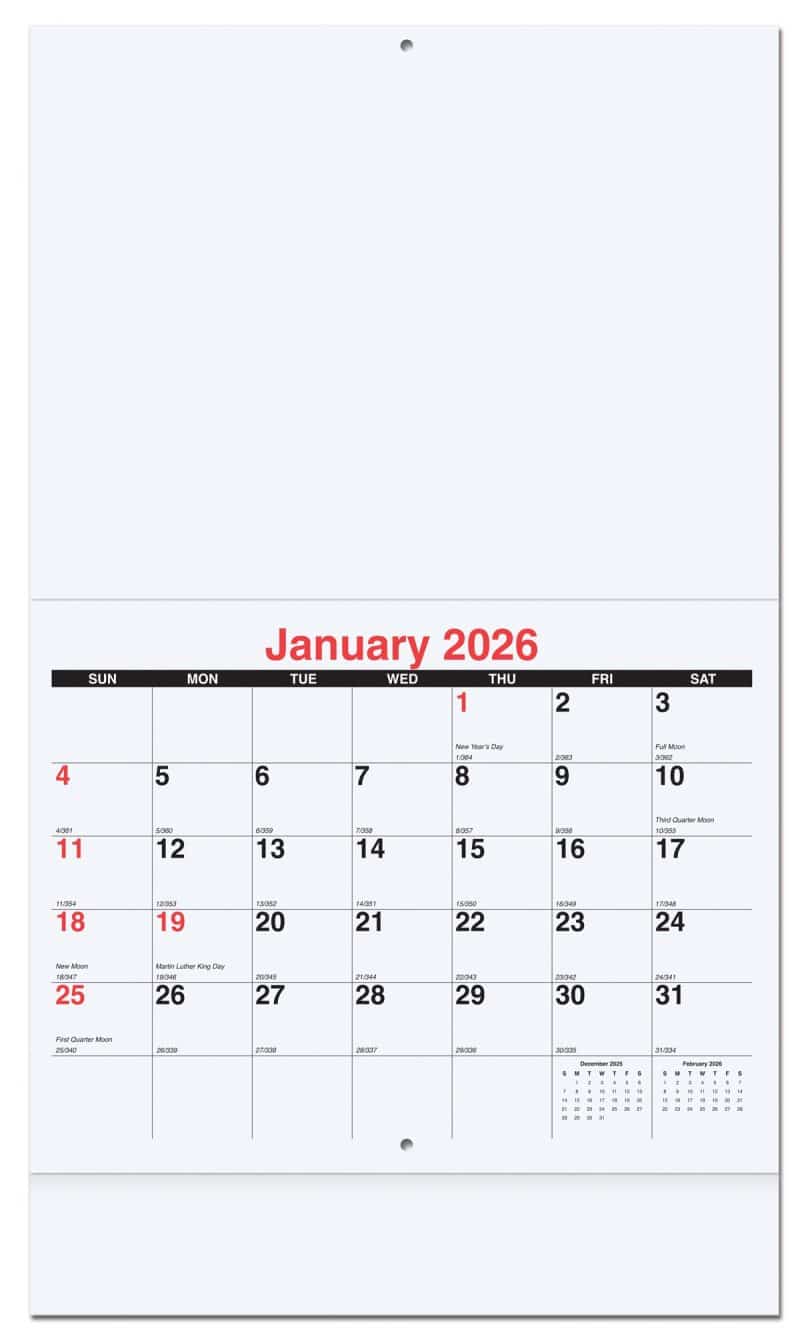 Custom Old Glory Monthly Wall Calendar w/Staple Binding (10 5/8"x 18 ¼") - 1