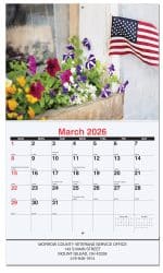 Custom Old Glory Monthly Wall Calendar w/Staple Binding (10 5/8"x 18 ¼")