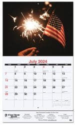Custom Old Glory Monthly Wall Calendar w/Staple Binding (10 5/8"x 18 ¼") - 3