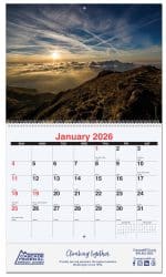 Custom Peaceful Peaks Monthly Wall Calendar w/Coil Binding (10 5/8"x 18 ¼")