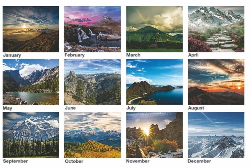 Custom Peaceful Peaks Monthly Wall Calendar w/Coil Binding (10 5/8"x 18 ¼") - 2