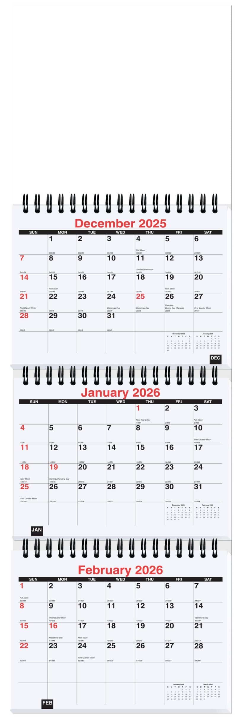 Custom Small 3 Months at a Glance Calendar (6"x 18 ¾") - 1