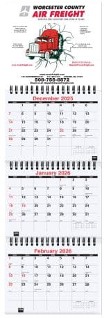 Custom Small 3 Months at a Glance Calendar (6"x 18 ¾")