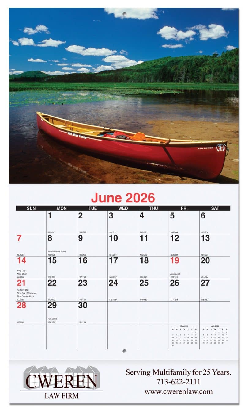 Custom Waterways Monthly Wall Calendar w/Staple Binding (10 5/8"x 18 ¼")