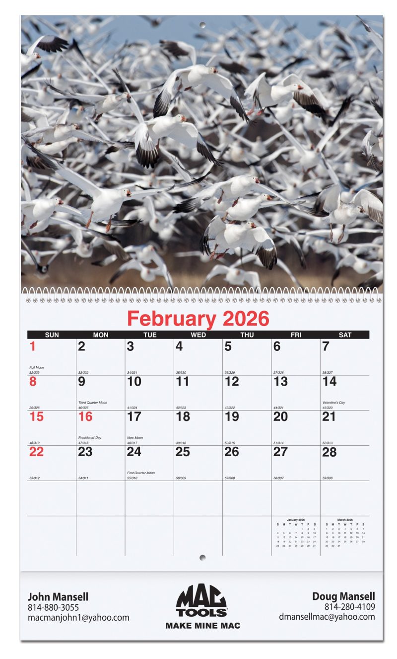 Custom Wildlife Monthly Wall Calendar w/Coil Binding (10 5/8"x 18 ¼")