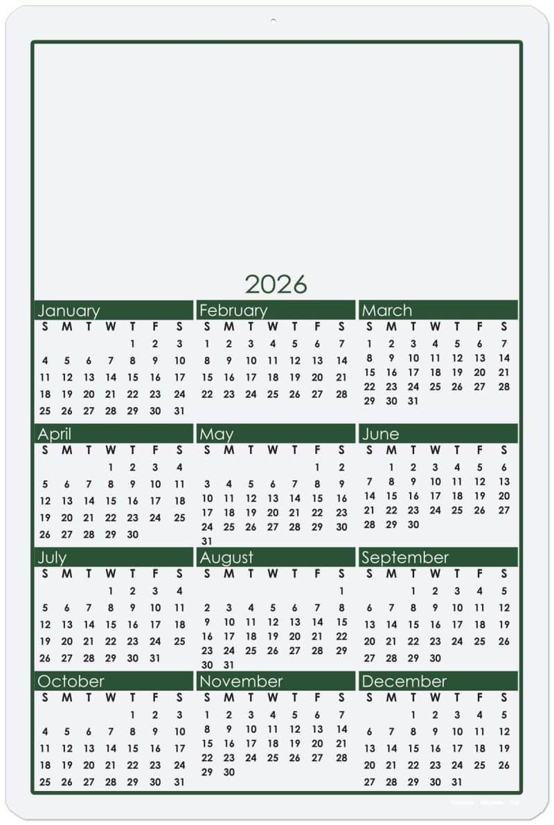 Custom Year at a Glance Calendar Cards (12"x 18") - 1