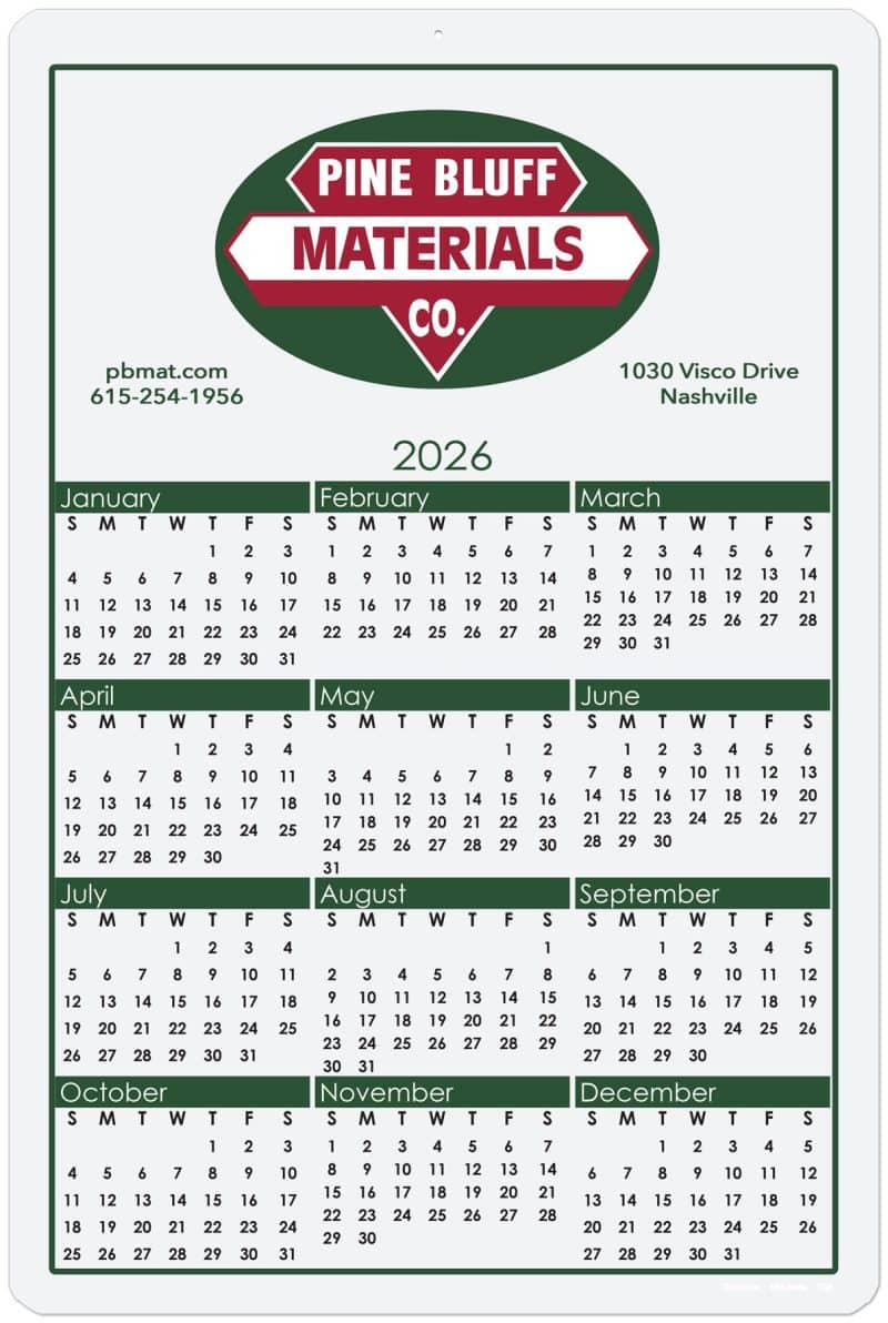 Custom Year at a Glance Calendar Cards (12"x 18")