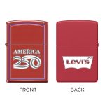 Custom America250 Red Matte Zippo® Windproof Lighter - 3