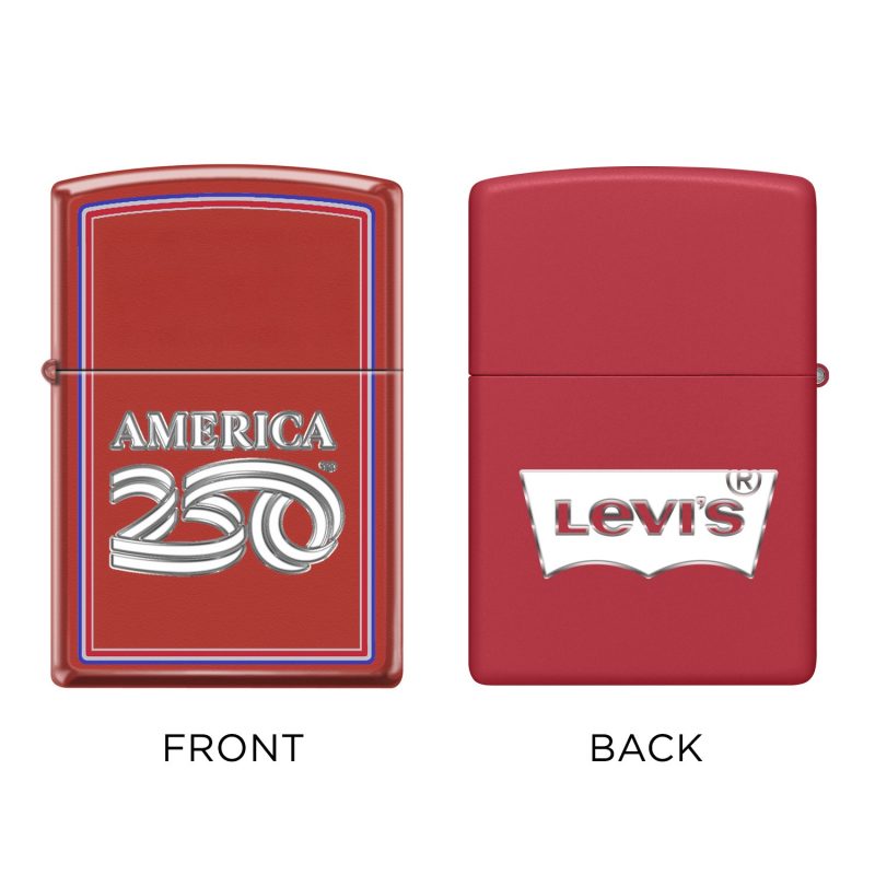 Custom America250 Red Matte Zippo® Windproof Lighter - 3