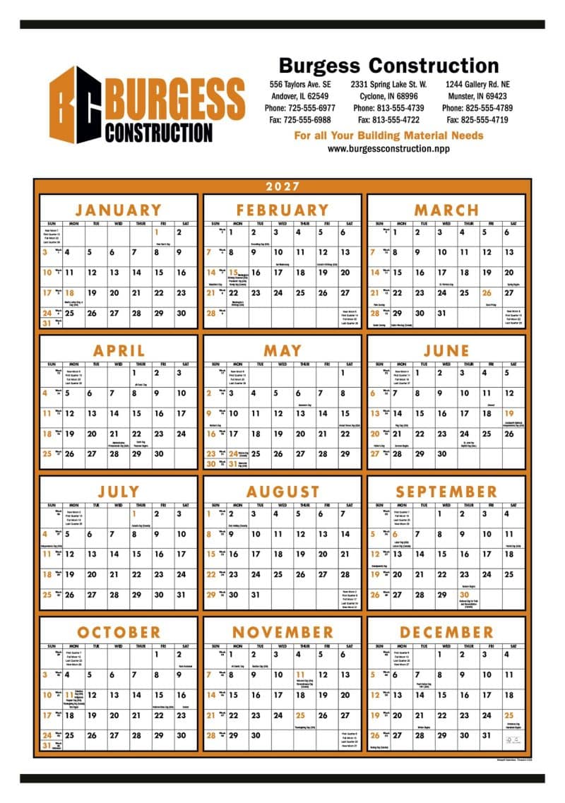 Custom Triumph® Calendars Small Quantity Custom Span-A-Year Calendar - 2