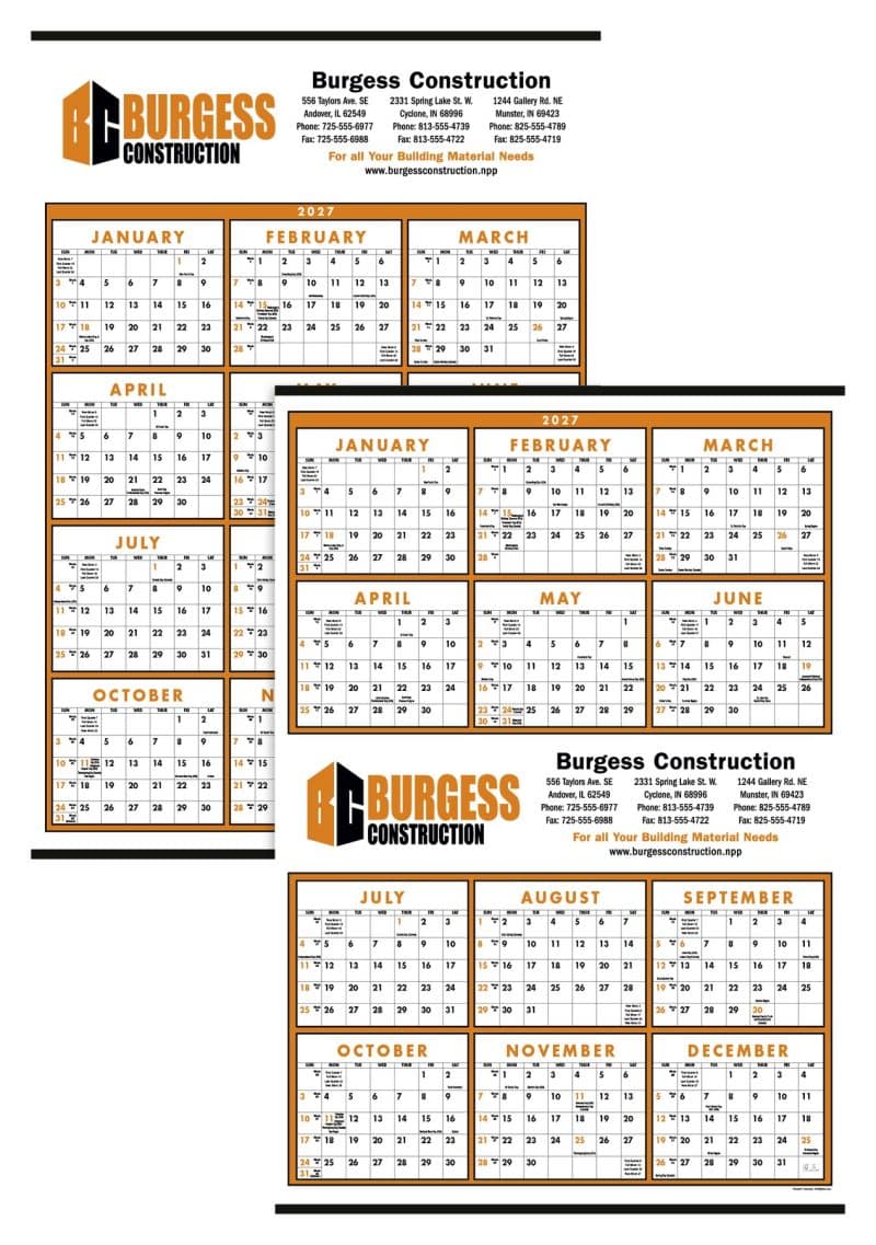 Custom Triumph® Calendars Small Quantity Custom Span-A-Year Calendar