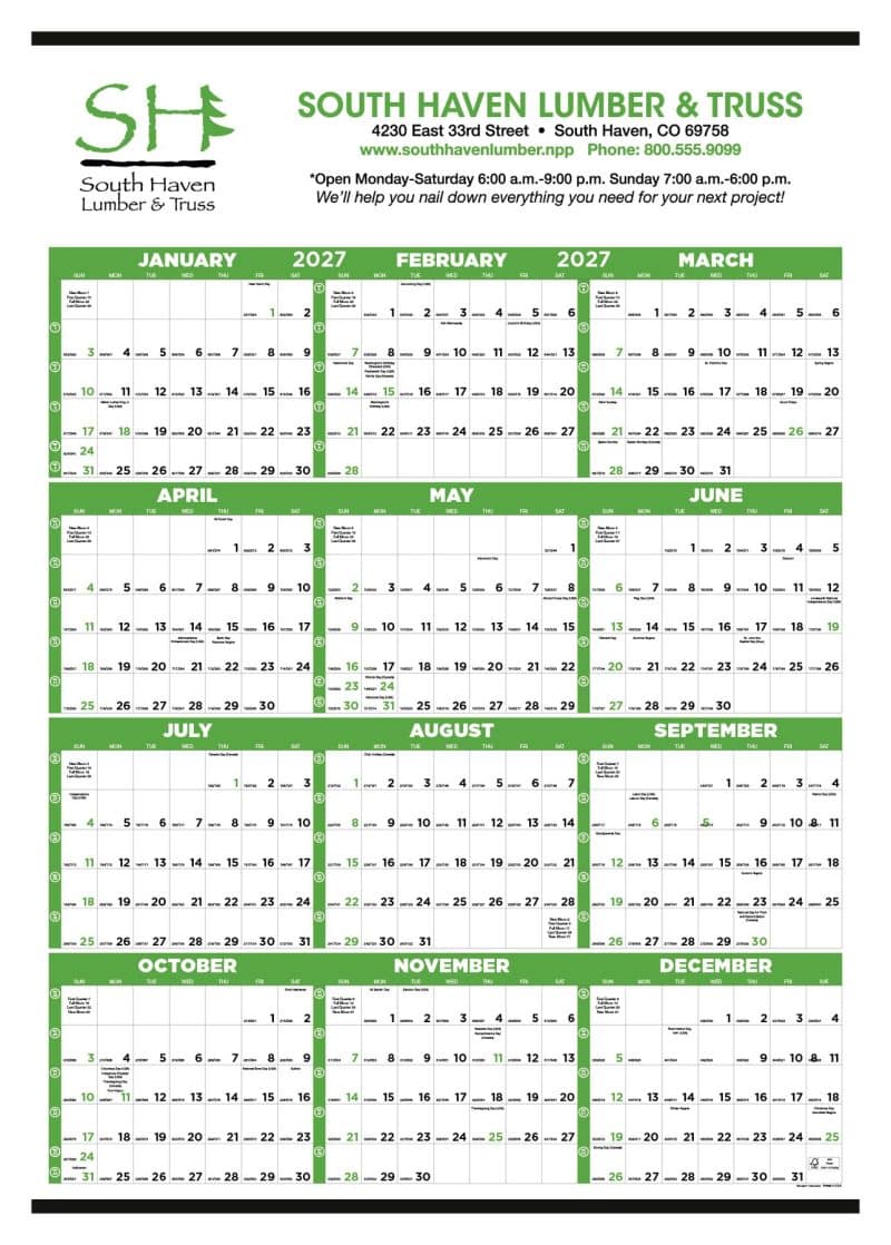 Custom Triumph® Calendars Small Quantity Custom Span-A-Year Calendar - 2