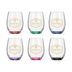 Custom Wine O'Clock 9oz ARC Stemless Wine Glass C8832 with Color Bottom