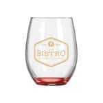 Custom Wine O'Clock 9oz ARC Stemless Wine Glass C8832 with Color Bottom - 8