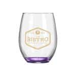 Custom Wine O'Clock 9oz ARC Stemless Wine Glass C8832 with Color Bottom - 9