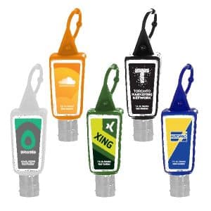 Custom 1 oz. Clear Sanitizer in Trapezoid Bottle with Sleeve