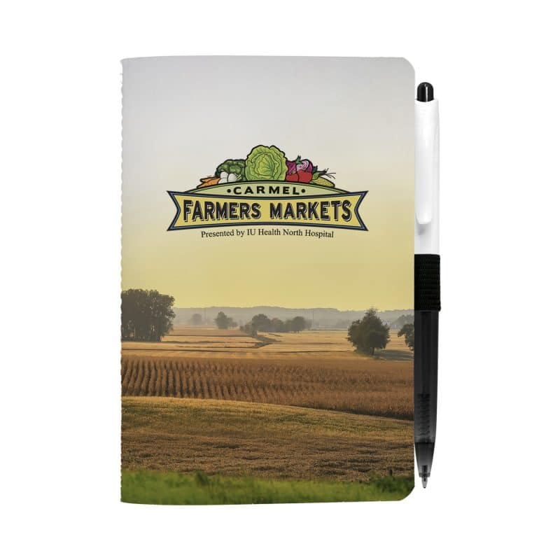 Custom 4" X 6" Sewn Paper Cover Notebook with Pen - 2