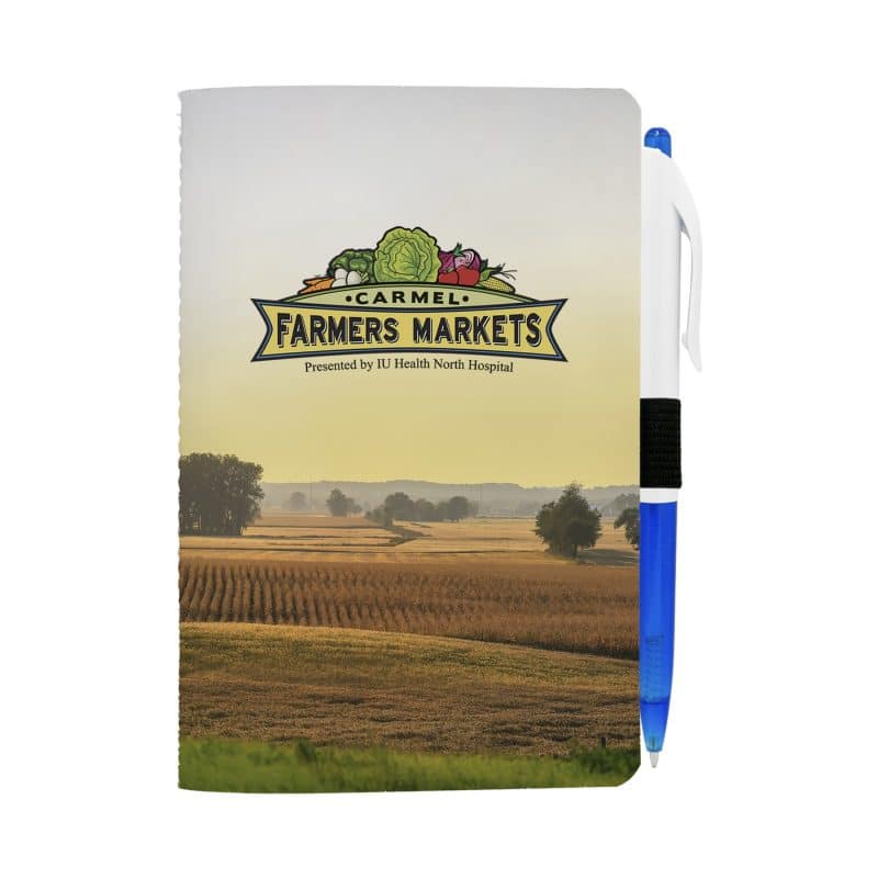 Custom 4" X 6" Sewn Paper Cover Notebook with Pen - 4