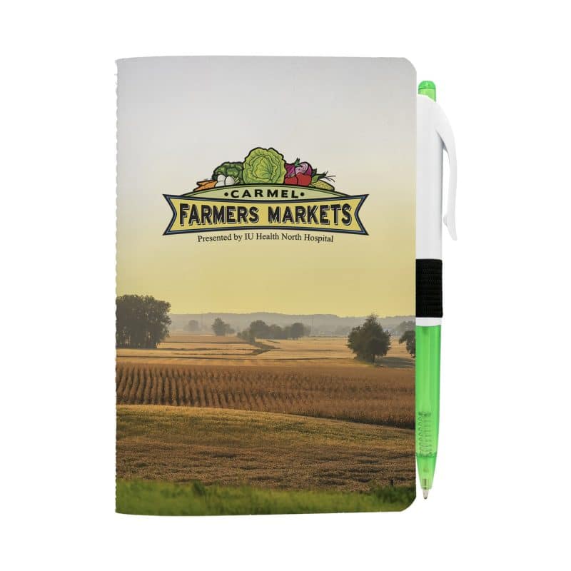 Custom 4" X 6" Sewn Paper Cover Notebook with Pen - 6