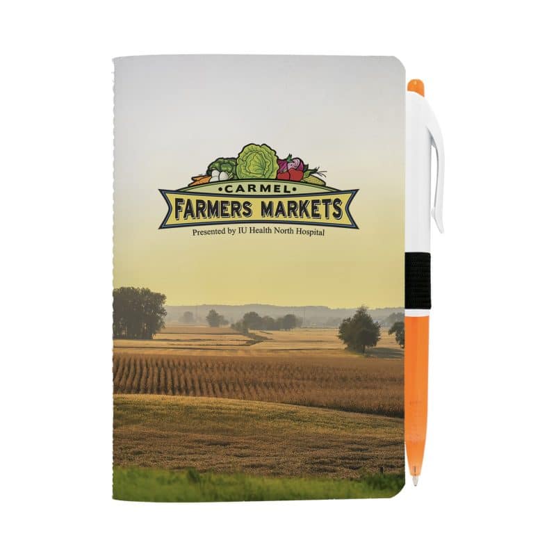 Custom 4" X 6" Sewn Paper Cover Notebook with Pen - 8