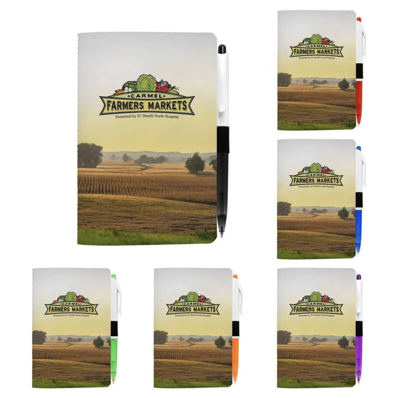Custom 4" X 6" Sewn Paper Cover Notebook with Pen