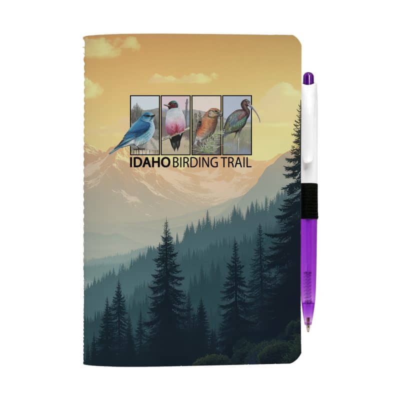 Custom 5" x 7" Sewn Paper Cover Notebook with Pen - 9
