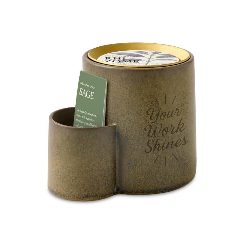 Custom Modern Sprout Ember Earth Candle + Planter - Warm Grey- Rhizome