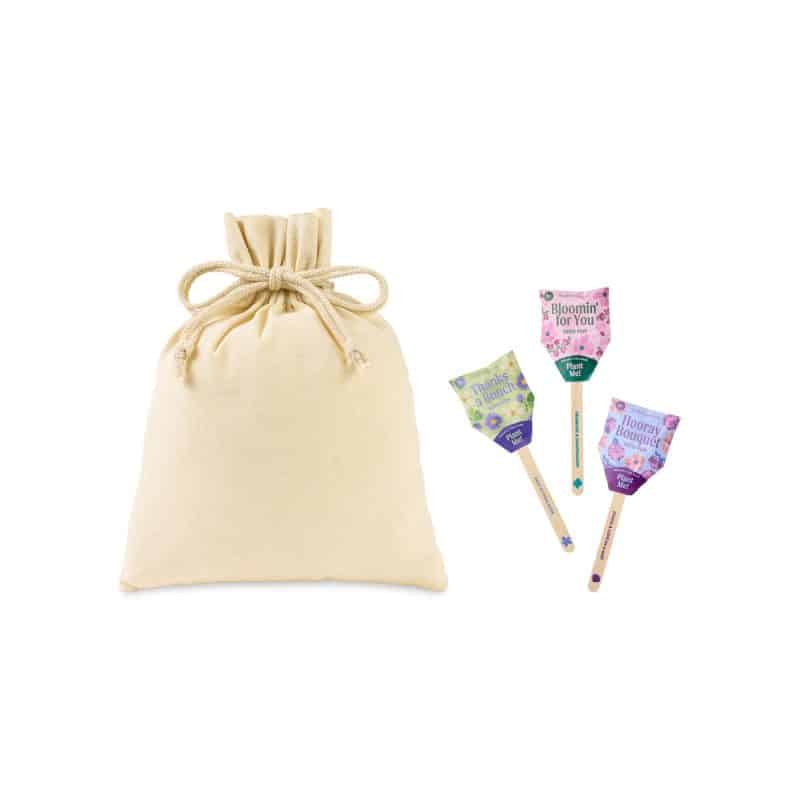 Custom Modern Sprout Flower Pop Trio Pouch - Natural - 1
