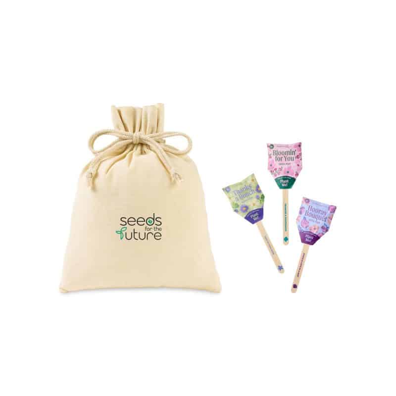 Custom Modern Sprout Flower Pop Trio Pouch - Natural