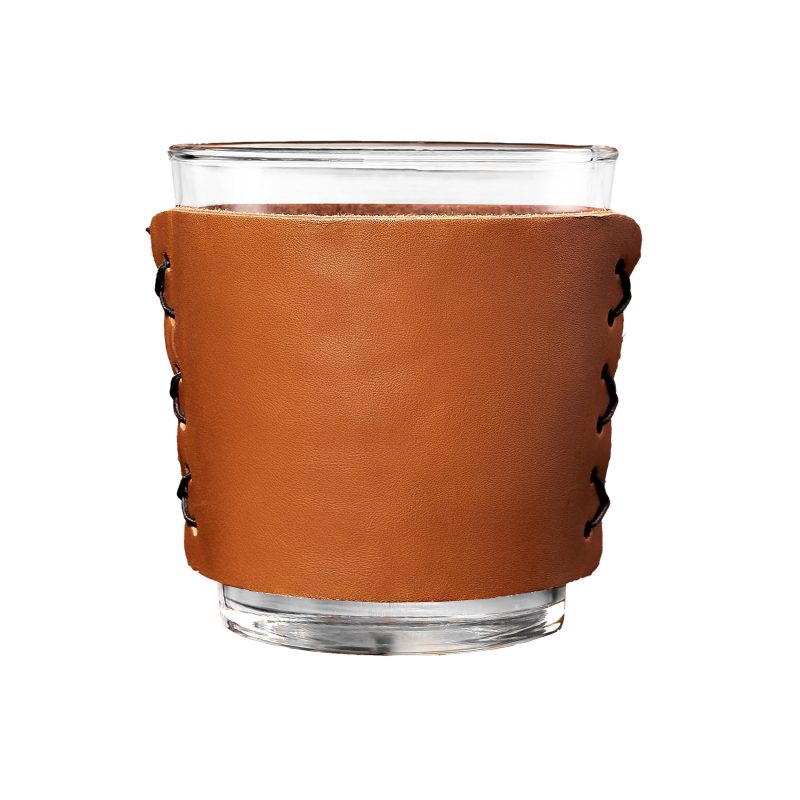 Custom Full-Grain Leather Highball Sleeve with 13oz Libbey Cocktail Glass - Single - 1