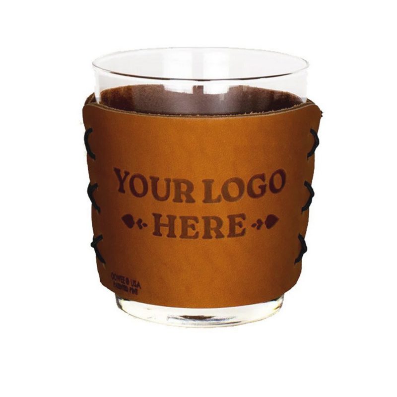 Custom Full-Grain Leather Highball Sleeve with 13oz Libbey Cocktail Glass - Single - 2
