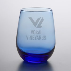 Custom Laser Engraved Libbey® 231L 15.25 oz. Tidal Blue Stemless White Wine Glass