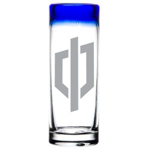Custom Laser Engraved Libbey® 92301 Aruba 3 oz. Shooter Glass with Cobalt Blue Rim
